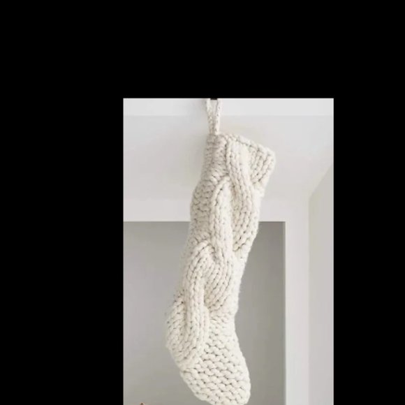 Crate and Barrel Cozy Ivory Cable Knit Christmas Stockings - Set of 2 - Picture 1 of 5